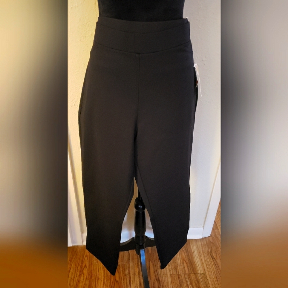 Michael Kors Black Straight Pull-on Pants With High Rise Waist